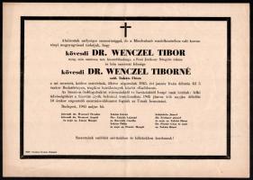 1945 kövesdi dr. Wenczel Tibor és Tiborné halotti értesítője