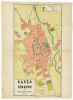 cca 1940 Kassa törvényhatósági jogú szabab királyi város térképe, Wiko Litografia és Könyvnyomdai Műintézet, hajtott, szakadt, 45,5×63 cm
