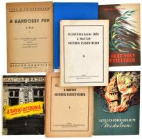 Vegyes kommunista propaganda kiadvány, 7 db: Ellenforradalmi erők a magyar októberi eseményekben I-II, Az ellenforradalom Miskolcon, A Rádió ostroma, Révész Gy. István: A béke volt veszélyben, A Bárdossy per 1. A vád, Fóthy János: Horthyliget - A magyar ördögsziget, átkötött példány, foltos.