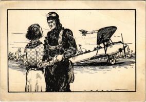 Magyar katonai repülő, pilóta szerelmével / Hungarian military aircraft, pilot with his lover s. Grúber (EB)