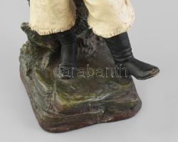 Bernard Bloch 1836-1909): Magyar legény. Hidegen festett fajansz, jelzett, korának megfelelő állapot...