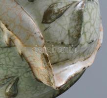 Amphora szecessziós, figurális dísz váza, gyári tűzrepedéssel, lis lepattanással, kopásokkal, jelzés...