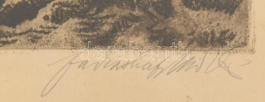 Farkasházy Miklós (1895-1964): Téli nap. Hidegtű, papír, jelzett, üvegezett fakeretben, 22,5×29,5 cm