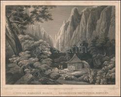 cca 1850 Ludwig Rohbock (1820-1883) - J(ohann) Poppel (1807-1882): A tordai hasadék eleje. Bergspalt...