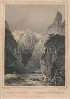 cca 1850 Ludwig Rohbock (1820-1883) - J(ohann) Poppel (1807-1882): A tordai hasadék. Bergspalte bei ...