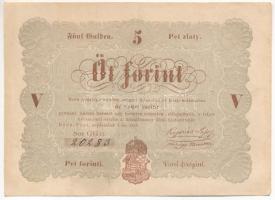 1848. 5Ft Kossuth bankó barna nyomat GG:t. 20283 T:III szép papír, kis fo. Adamo G109A