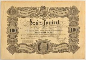 1848. 100Ft Kossuth bankó T:F szép papír, fo. / Hungary 1848. 100 Forint Kossuth banknote C:F fine paper, spotted Adamo G114