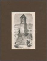 cca 1850-1860 A Rákóczi-emlék, Kolosmonostor mellett, fametszet, papír, paszpartuban, 15,5x10 cm,paszpartu: 25x20 cm