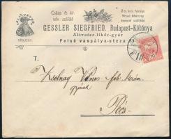 1908 Gessler Altvater likőrgyár boríték Kőbánya