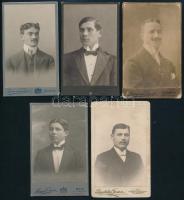cca 1900 5 db férfiakat ábrázoló vizitkártya Kolozsvár, Baja, Budapest,