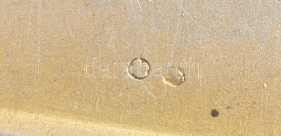 Ezüst(Ag) cigarettatárca, zománcozott díszítéssel, jelzett, kopásokkal, horpadással, 9×8,5 cm