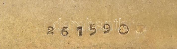 Ezüst(Ag) cigarettatárca, zománcozott díszítéssel, jelzett, kopásokkal, horpadással, 9×8,5 cm