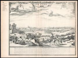 cca 1970 13 db régi prágai metszetről készült reprodukció mappában / Grafické pohledy Prahy 15x21 cm