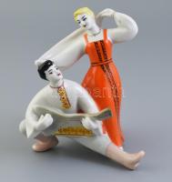 Ukrán, Polonne porcelán figura, kopásokkal, jelzett, m: 16,5 cm