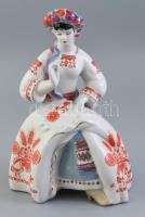 Ukrán, Polonne porcelán figura, kopásokkal, jelzett, m: 24 cm