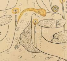 Mihály Rezső (1889-1972): Próféta (szecessziós rajz), 1910-es évek. Akvarell, tus, papír, jelezve jo...