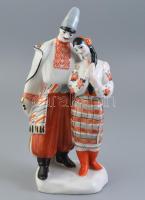 Ukrán, Polonne porcelán figura, kopásokkal, jelzett, m: 28,5 cm