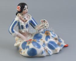 Ukrán, Polonne porcelán figura, kopásokkal, jelzett, m: 15,5 cm