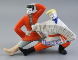 Ukrán, Polonne porcelán figura, kopásokkal, jelzett, m: 18,5 cm
