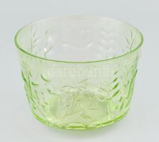 Vileroy & Boch zöld, mintás üveg váza d: 14 cm, m: 9 cm