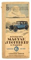 cca 1920 - 1930: Részletes Magyar Autótérkép 6.: Szeged - Arad, rajta: Szeged, Kecskemét, Hódmezővásárhely, Oroszháza, Makó, Baja, Szabadka, Arad és más városok, 1:250.000, Magyar Touring Club hivatalos térképe, tervezte: Gergely Endre, Bp., Kókai Lajos, szakadt, javított, 42x105 cm