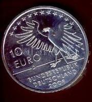 Németország 2008D 10€ Ag "Carl Spitzweg" helyenként aranyozva T:1