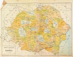 cca 1920-1930 Harta politica a Romanei, Románia politikai térképe, 1:2.400.000, javított, 29x37 cm