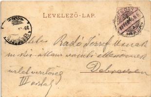 1899 (Vorläufer) Pozsony, Pressburg, Bratislava; Sétatér és városi színház, villamos. Kozics Ede kia...