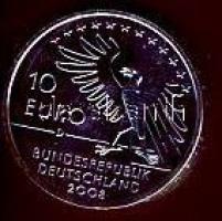 Németország 2008D 10€ Ag "Carl Spitzweg" helyenként aranyozva T:BU