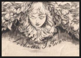 Prihoda István (1891-1956): Lloyd Bank részvényterv, rézkarc, papír, jelzett, szélein szakadásokkal,...