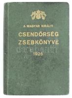 1926 A Magyar Királyi Csendőrség zsebkönyve 1 t Horthy Miklós arckép + 363 p. + (4) p reklámok. Aranyozott, kissé foltos egészvászon kötésben