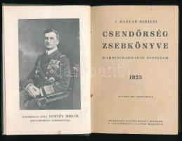 1925 A Magyar Királyi Csendőrség zsebkönyve 1 t Horthy Miklós arckép + 376 p. + (10) p reklámok. Ara...