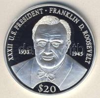 Libéria 2000. 20$ Ag "Amerikai elnökök-Franklin D. Roosevelt" T:PP