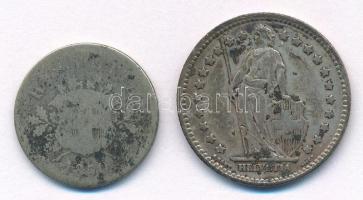 Svájc 1850. 10r billon + 1920. 1Fr Ag T:F,VF patina Switzerland 1850. 10 Rappen billon 1920. 1 Franc...