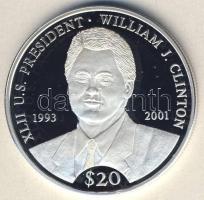 Libéria 2000. 20$ Ag "Amerikai elnökök-Bill Clinton" T:PP