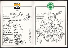 1991 Volán-FTC mérkőzés szórólapja aláírásokkal