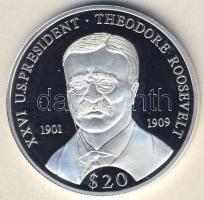 Libéria 2000. 20$ Ag "Amerikai elnökök-Theodore Roosevelt" T:PP