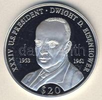 Libéria 2000. 20$ Ag "Amerikai elnökök-Dwight D. Eisenhower" T:PP