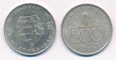 1947. 5Ft Ag "Kossuth" + 1993. 200Ft Ag "MNB" T:VF,XF
Adamo F8.1