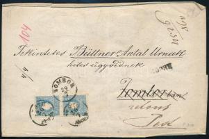 ~1859 2 x 15kr és 10kr ajánlott levélen, visszaküldve / on registered cover, returned &quot;PESTH / Abends&quot; - &quot;ZOMBOR&quot; - &quot;PESTH&quot;