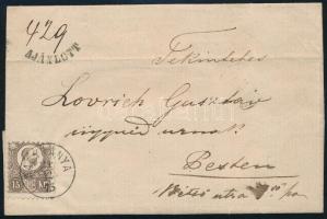 1873 Réznyomat 15kr elfogazva, ajánlott levélen / on registered cover NAGYBÁNYA - Pest