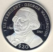 Libéria 2000. 20$ Ag "Amerikai elnökök-George Washington" T:PP
