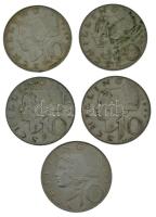 Ausztria 1957-1973. 10Sch Ag (5db) T:XF-F Austria 1957-1973. 10 Schilling Ag (5pcs) C:XF-F Krause KM...