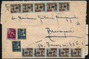 1945 (4. díjszabás) Távolsági levél 46 db bélyeggel (5 bélyeg sérült) / Domestic cover with 46 stamps (5 stamps damaged)