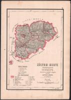 1880 Hátsek Ignác (1827-1902): Zólyom megye közigazgatási térképe, rajta: Besztercebánya, Libetbánya, Breznóbánya, Zólyom és más települések, 1:500.000, Bp., Rautmann Frigyes,(Posner Károly Lajos-ny.), bejelölésekkel, 30x21 cm, 37x26 cm