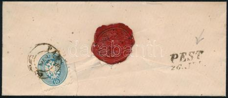 ~1865 2 x 5kr + 10kr (ketté tépve) ajánlott levélen / 2 x 5kr + 10kr (torn in two) on registered cov...