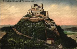 Déva, a dévai vár látképe a XVIII. század elején. Laufer Vilmos kiadása / castle in the 18th century