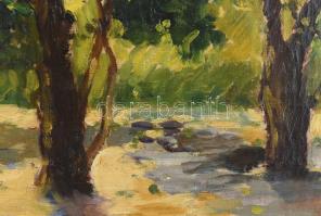 Latinka Elza (1895-1947), Nagybányán is tanult: Erdei fények. Olaj, vászon, jelezve jobbra lent. Hát...