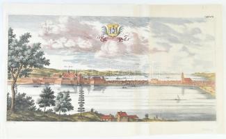 XVII. század második fele: Dahlberg, Erik Jönsson (1625-1703): Jönekiöping (Jönköping) svéd város metszete, In: Erik Jönsson Dahlberg: Suecia Antiqua et Hodierna, Dahlberg nagy formátumú, 3 kötetes művének az elkészítésében Mättheus Merian inspirálta, színezett rézmetszet, papír, jelzés nélkül, 21x41 cm