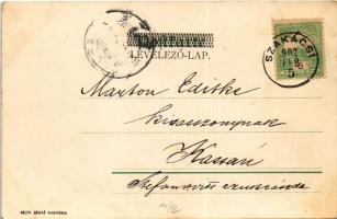 1902 Lufiárus kutya kiskutyákkal / Balloon seller dog and puppies. litho (fl)